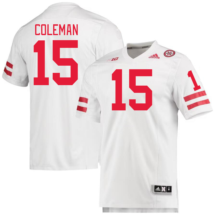 #15 Malachi Coleman Nebraska Cornhuskers Jerseys Football Stitched-White